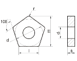 Пластина PNUA - 110408 РС215К пятигранная dвн=6мм (10113) гладкая